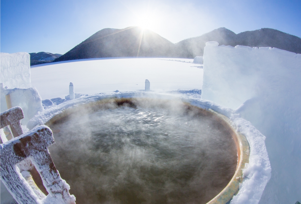 氷上露天風呂からの眺め